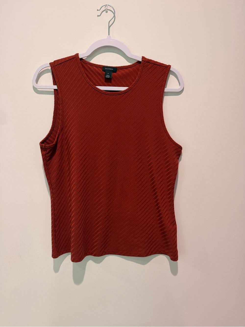 Halogen Ribbed Sleeveless Tank Top - Rust Red